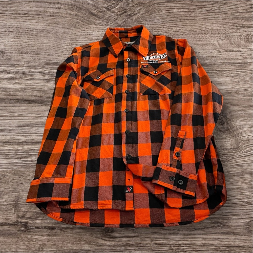 Wild River Men's Orange and Black Plaid Shirt